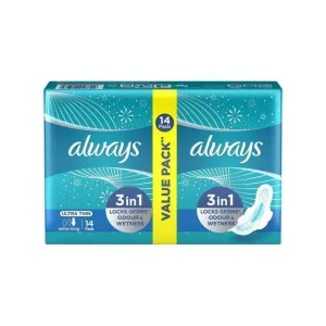 Always 3 In 1 Ultra Thin Extra Long Pads, 14 Pads
