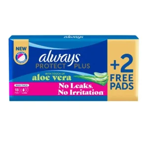 Always Protect Plus With Aloe Vera Long Pads 18 Pads