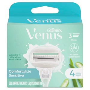 Gillette Venus Comfortglide Sensitive With Gel Bars Women'S Razor Blade Refills, 4 Count