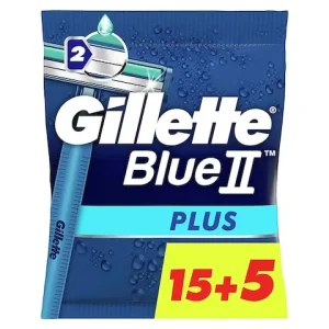 Gillette Blue Ii Plus Disposable Razor For Men, 20 Pieces