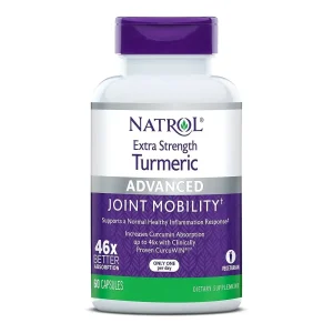 Natrol Extra Strength Turmeric Heart, Joint & Cellular Supplement Capsules - Vegetarian, Milk Free, Peanuts Free, 60 Capsules