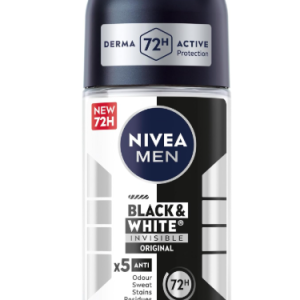 NIVEA DEOD ROLLON 50ML F/M BLACK WHITE MEN